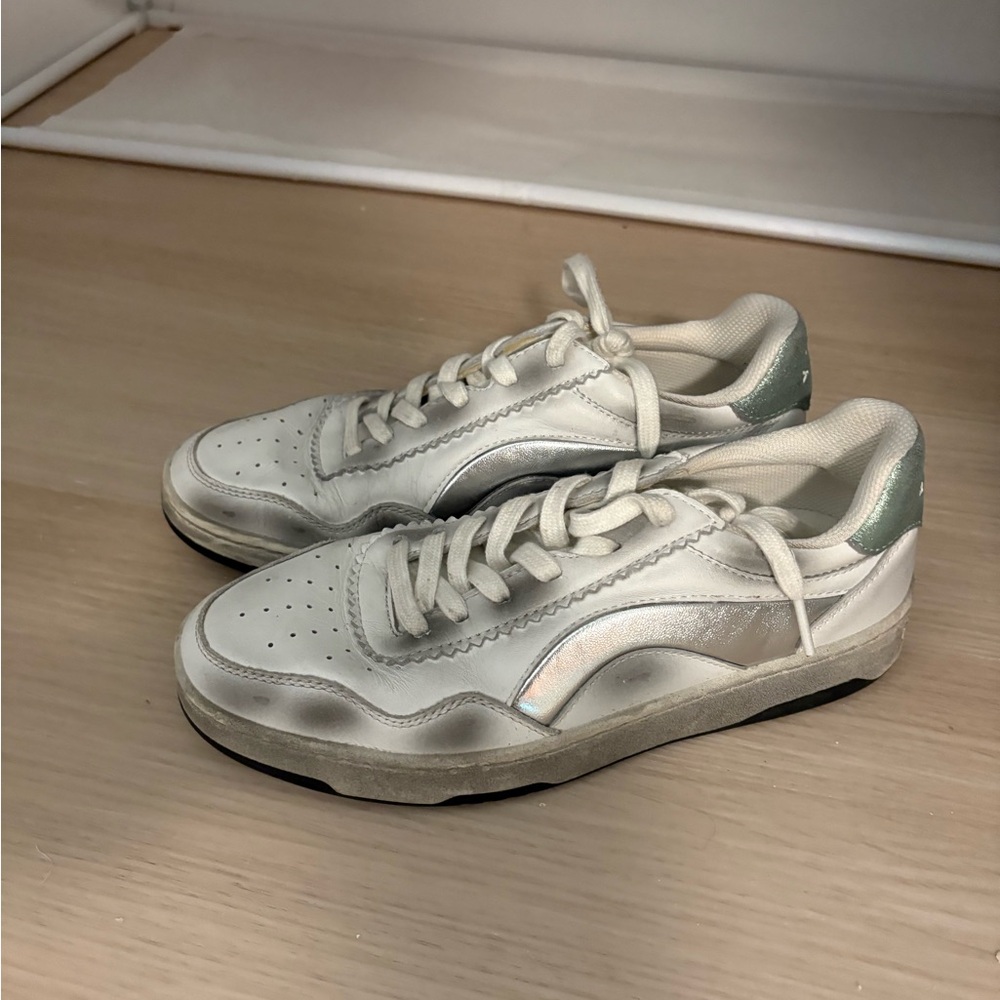 Women's White Iridescent Accent Sneakers